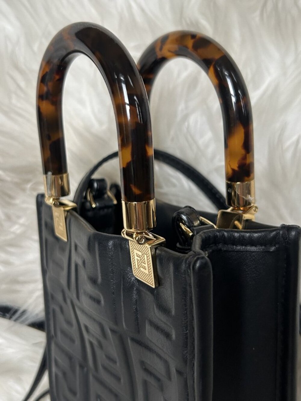 Fendi Vitello Embossed Mini F Sunshine Tote - Picture 9 of 14